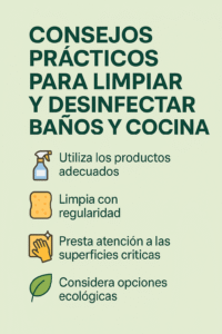 limpiar y desinfectar baños y cocina